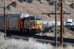 One unit wonder, UP 5481 (C45ACCTE or ES44AC) leads a westbound empty autorack at MP 945 in Echo Canyon, Utah February 19, 2022 {Winter Echofest}